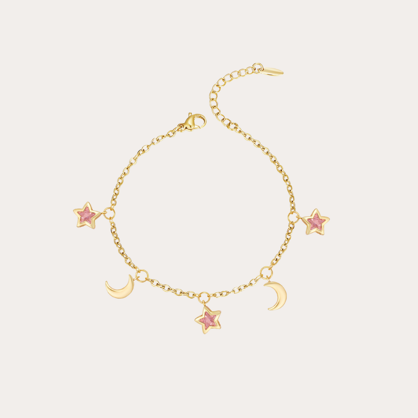 Crystal Moon and Stars Dangling Crystal Bracelet